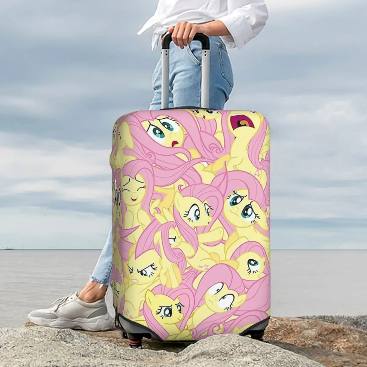 

Fluttershy Mess Suitcase Cover Protection Elastic Travel Luggage Protector Covers for 18-32 Inch