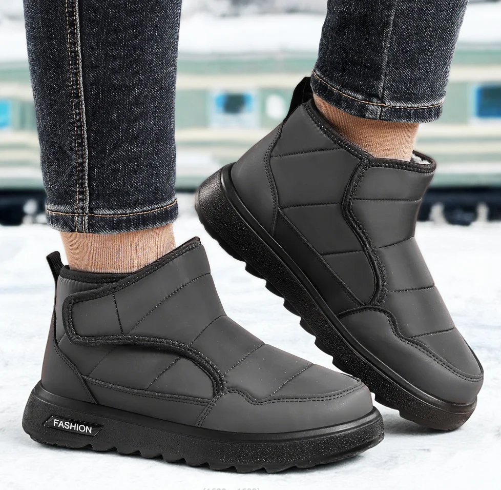 Мужские зимние утепленные зимние ботинки, водонепроницаемая нескользящая хлопковая обувь с плюшевой подкладкой для путешествий на открытом воздухе, теплые повседневные ботинки Мужские зимние утепленные зимние ботинки, водонепроницаемая нескользящая хлопковая обувь с плюшевой подкладкой для путешествий на открытом воздухе, теплые повседневные ботинки
