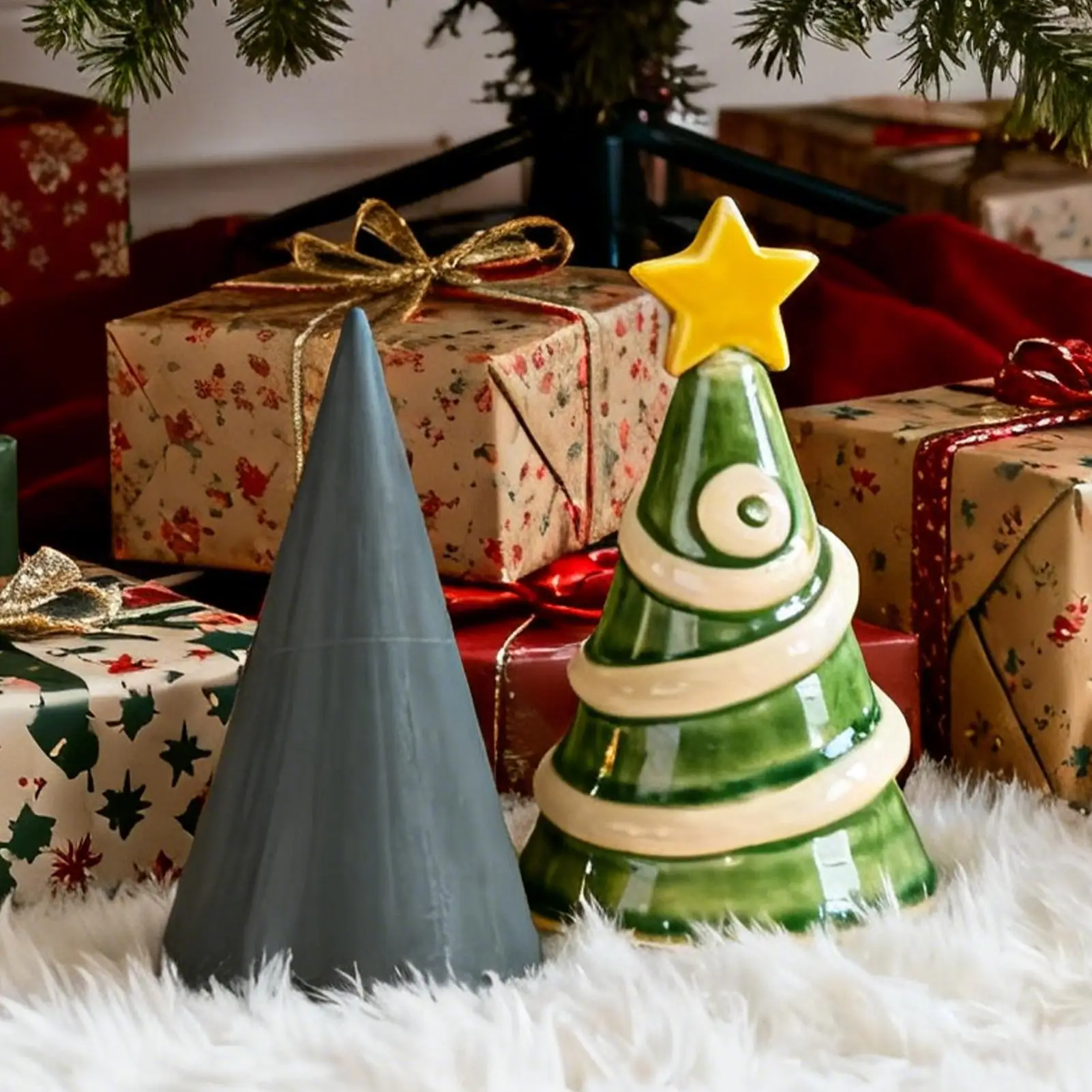 Clay Molds For Pottery Reusable Cone Non-stick Craft Supplies Pottery Molds With Removable Handle For Christmas Tree Gnome Hat