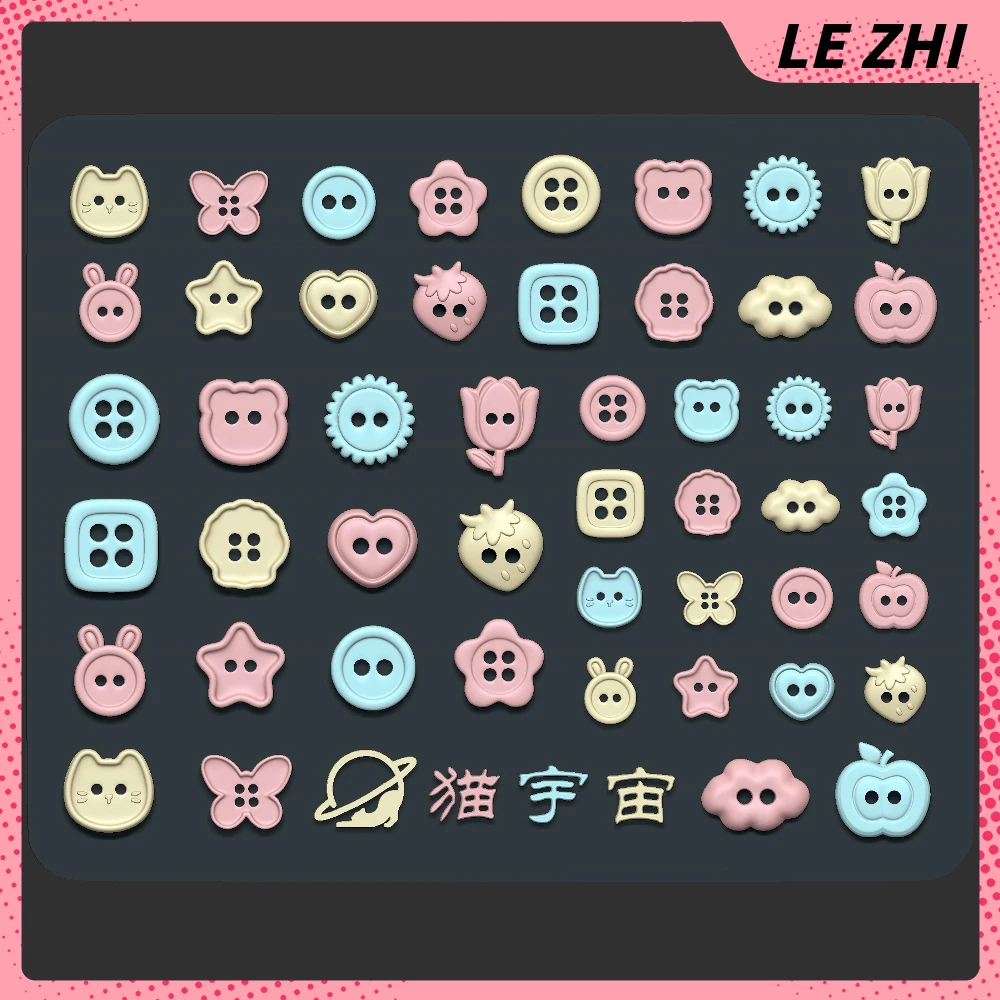 

1Pcs Cartoon Kawaii Button Series Rabbit Cat Butterfly Nail Art Mold Flower Strawberry Star Cloud Sun Shape Silicone Nail Mold