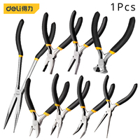 Deli curved nose pliers, needle nose pliers mini wire pliers, electrician diagonal pointed nose pliers hand tools