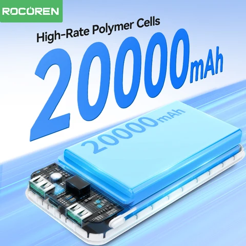 Rocoren 20000 мАч Power Bank с быстрой зарядкой QC PD 3.0 для iPad и iPhone — изображение товара