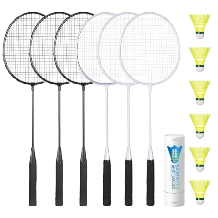 

Badminton Rackets Set, Lightweight and Durable Badminton Set Includes 6/12 Racquets, 6/12 Birdies,Outdoor Backyard and School G