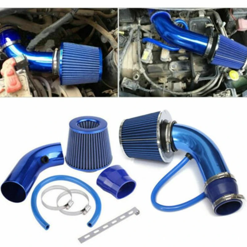 Automobile modification aluminum alloy cold air intake pipe kit 76mm large flow intake mushroom head universal kit