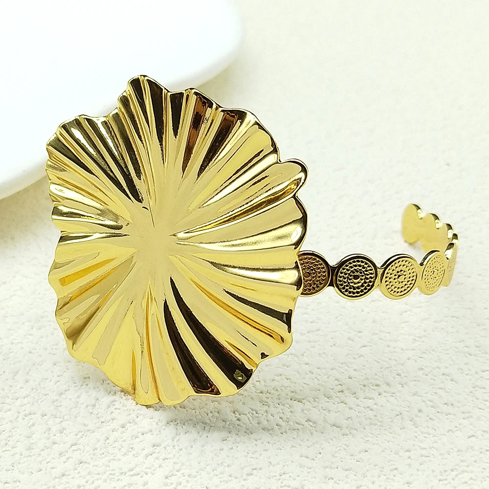 여성 소녀용 큰 과장된 꽃 팔찌 스테인리스 스틸 골드 컬러 신상 패션 프랑스 스타일 핸드 체인 쥬얼리 선물