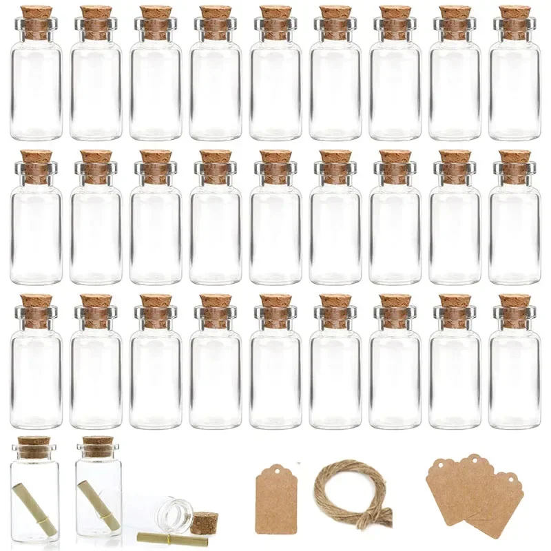 30PCS 5ml-30ML Mini Glass Bottles Gravel Bottle Set Gadgets Potion Vials with Corks Message Bottles For Wedding Favors Decor