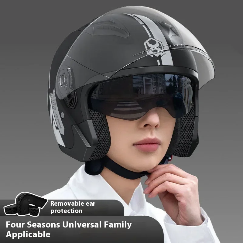 Electric Motorcycle Helmet Men Women Four Seasons Riding Fashion Half Helmet Classic Moto Cascos Capacete Accesorios Equipments