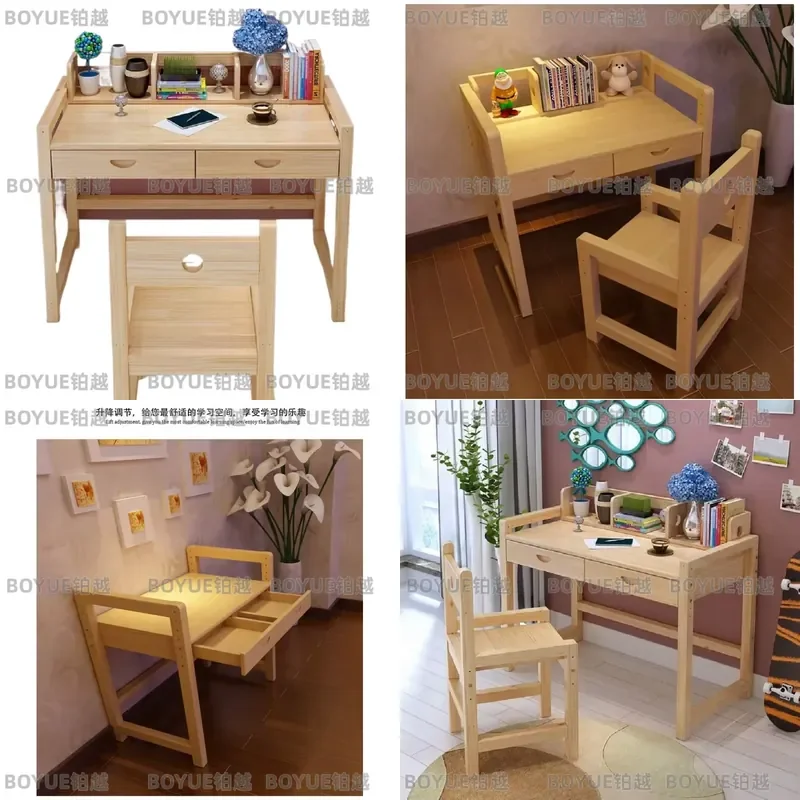 Kids Study Desk and Chair Set Ergonomic Student Writing Table for Elementary School Children Home Learning Furniture