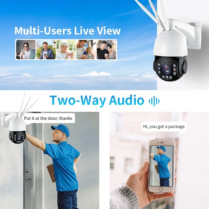 Kamera CCTV VESAFE WIFI 4G 5MP, zasilana energią słoneczną, zewnętrzna, z dwukierunkowym audio, bezprzewodowa, do monitoringu sieciowego, kamera PTZ
