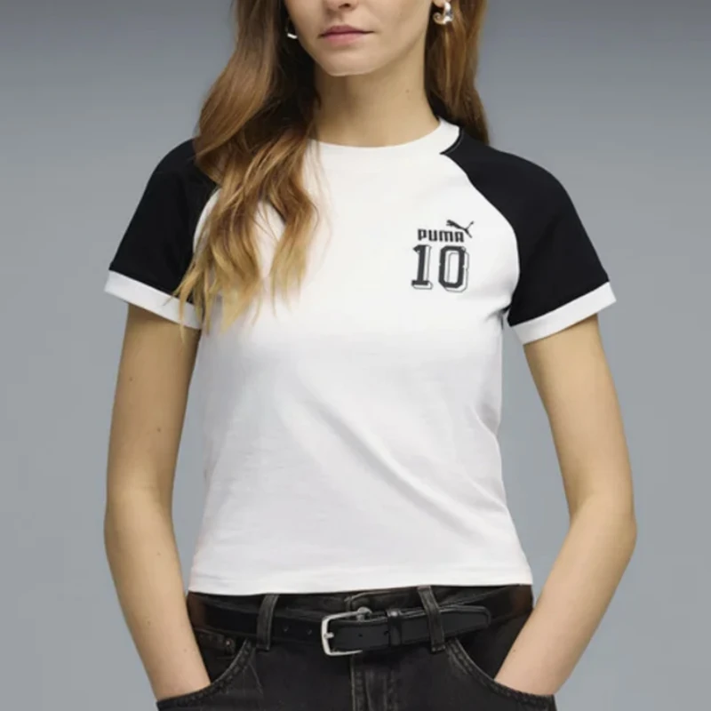 Puma genuine FutureArchive new women's white and black short sleeved T-shirt 636790-02