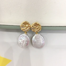 ZHBORUINI 2024 New Natural Freshwater Baroque Pearl Earrings 14K Gold Package Light Luxury Alien Pearl S925 Silver Ear Needles