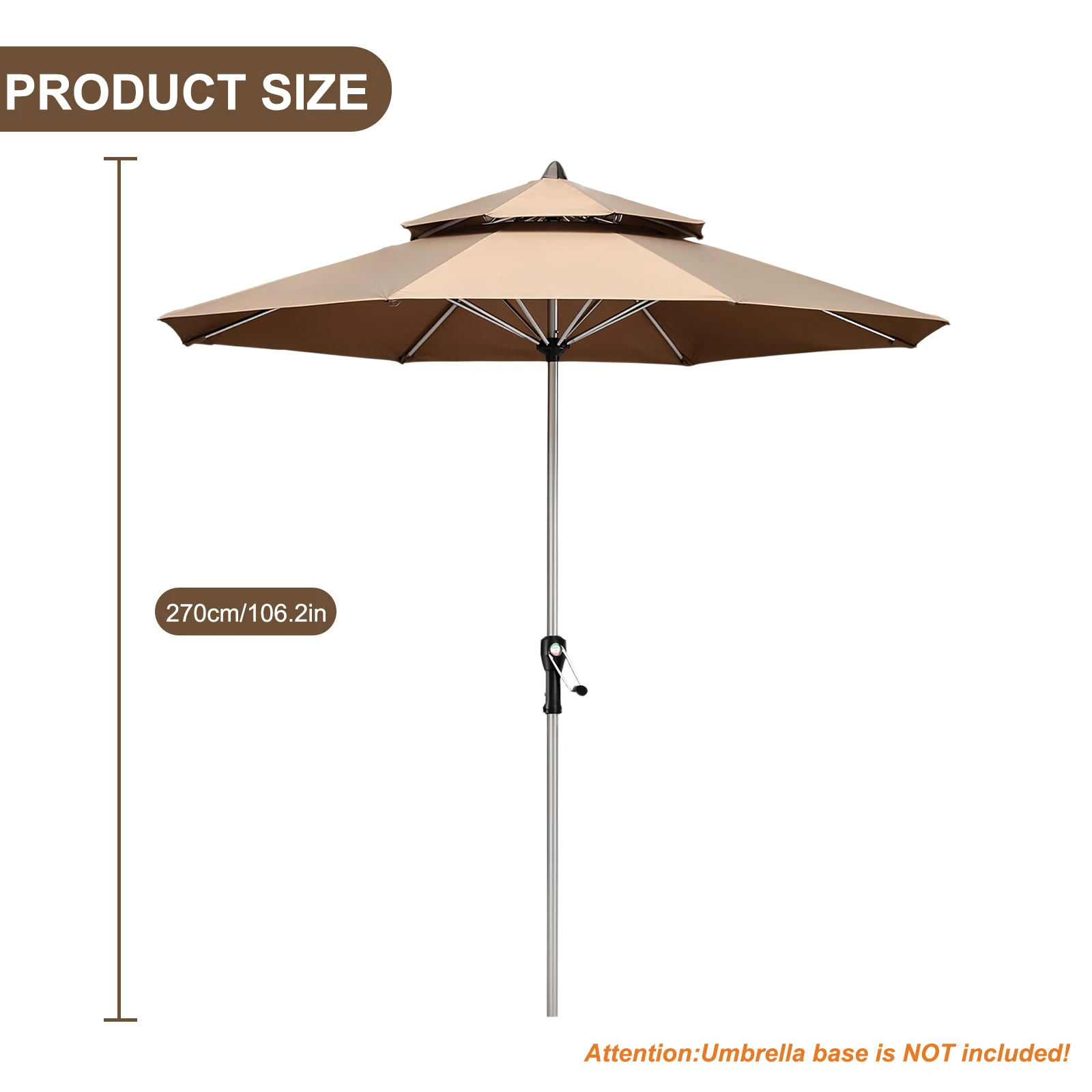 Parasol ogrodowy 2,7 m z 8 żebrami, parasol stołowy, parasol targowy na taras, do ogrodu, na podwórko, przy basenie