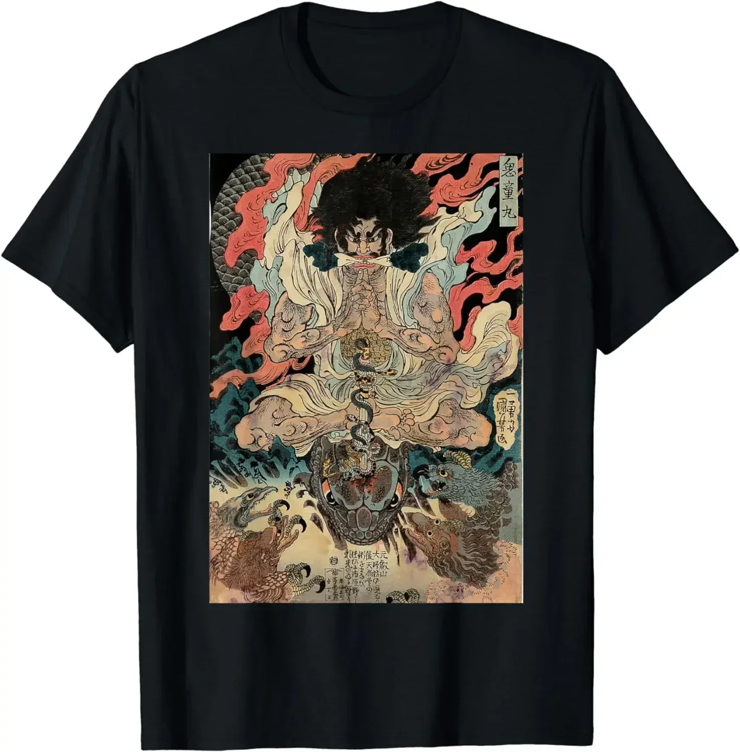 Japanese 2000s Style Y2k  Tops  Women Clothing   Ropa De Mujer Japanese Vintage Artwork Tengu Gods Defeat The Evil Snake T-Shirt