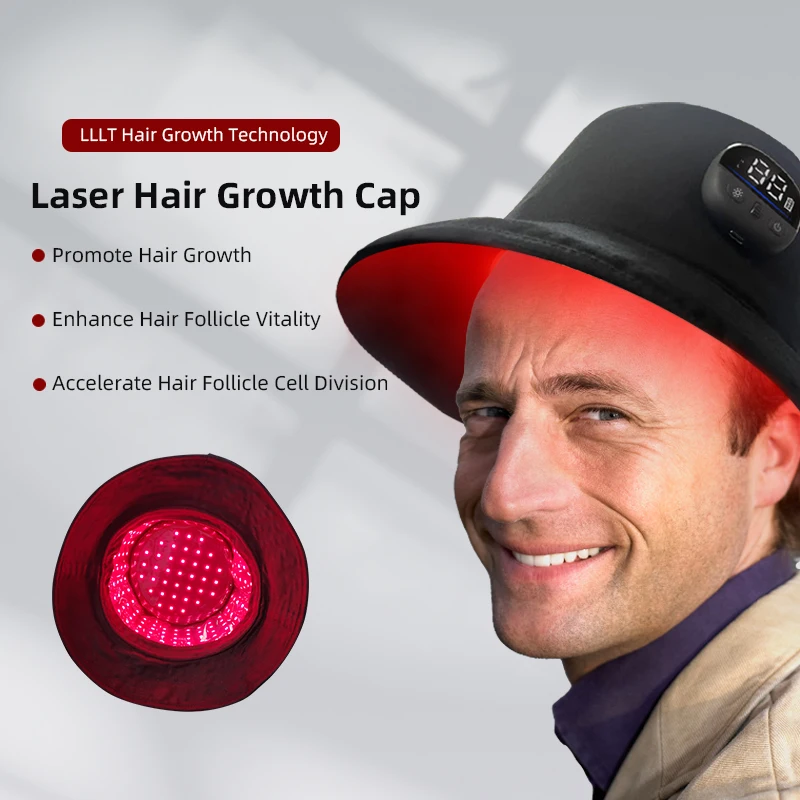 800mAh 3C Battery Portable Red Light Therapy (660nm/850nm) 3 Intensity Levels Hair Growth Hat Head Massager Cloth Material