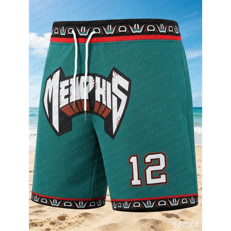 2026 Hot Sale Retro 12 Basketball Shorts White Mesh with Tribal Trim and Turquoise Accents Men and Kids
