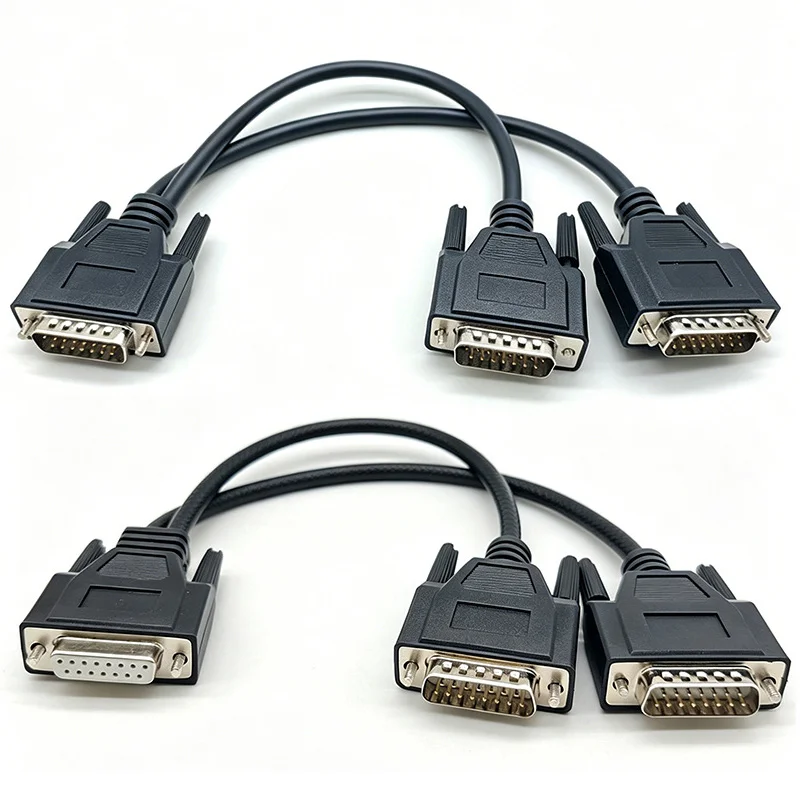 DB15 1 to 2 Shielded Connector Cable 15Pin Male To Female Pure Copper Data Cable Serial Port 15 Core Computer Communication Line