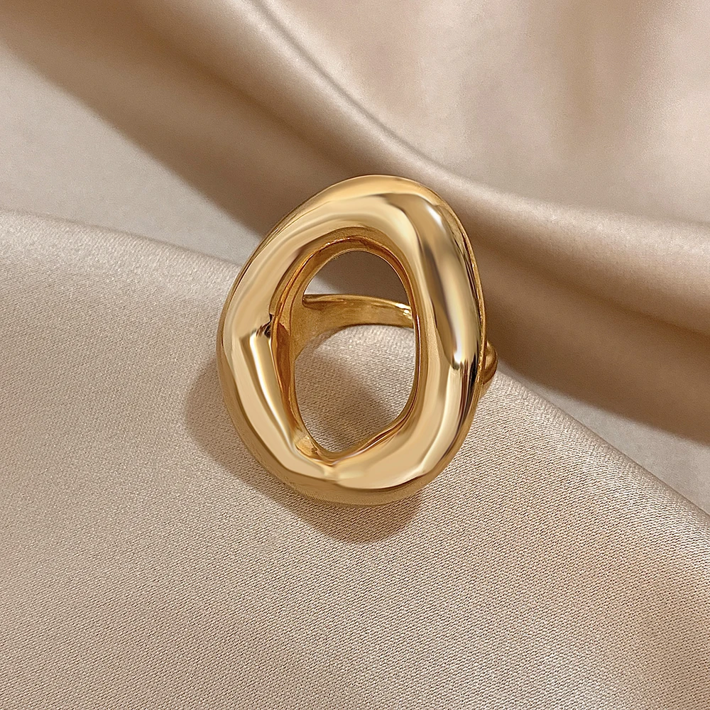 Freetry Minimalist Stainless Steel Chunky Large Rings For Women big size Geometric Aesthetic Femal Waterproof Ring - Image 4