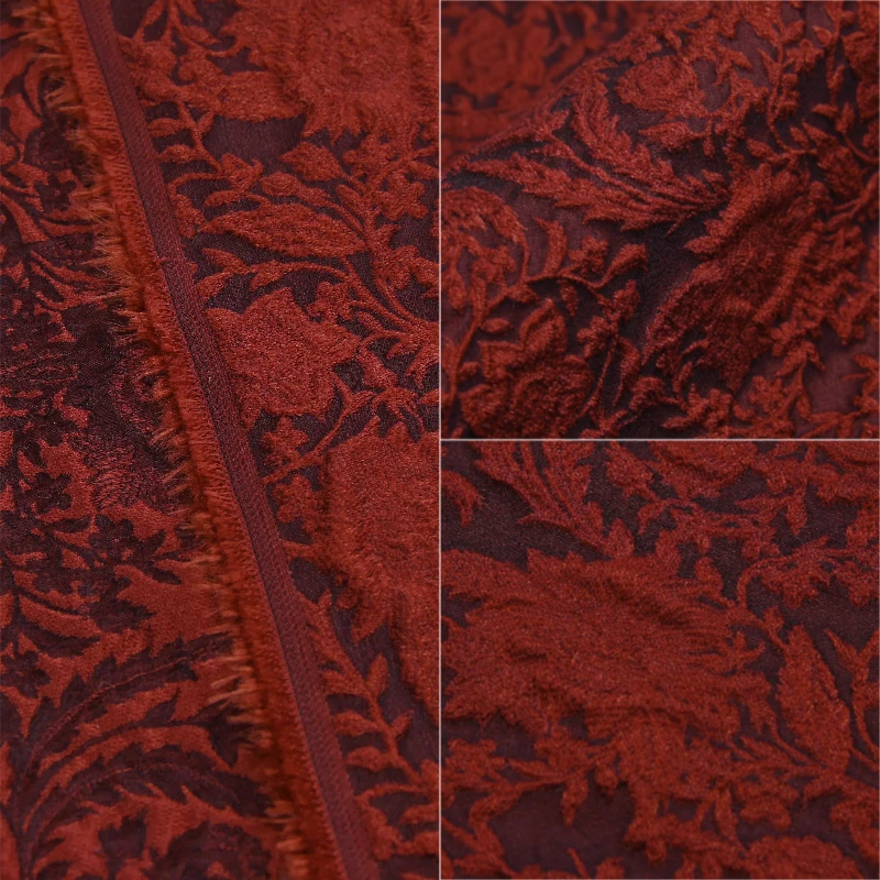 

1meter Retro Red Peony Jacquard Fabric Chinese Style Wedding Qipao Dress Handmade Sewing DIY Home Craft Material Apparel Pillow
