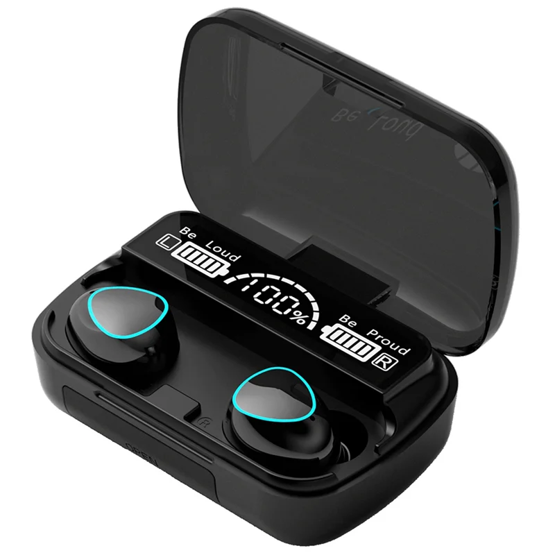 Wireless Headset Tws Bluetooth V5.1 LED Display Stereo Mini Earbud Headset with Microphone Hands-Free Headset,Black