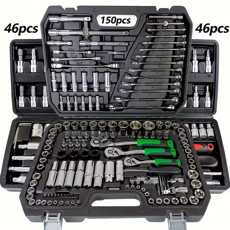 Kit de Ferramentas Mecânicas Automotivas 150/46 Peças com Catraca e Soquetes
