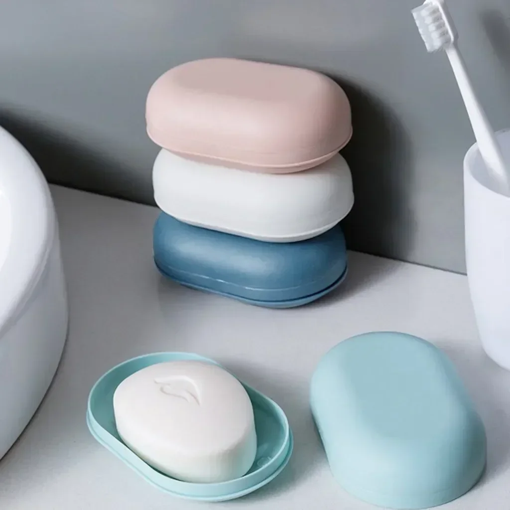 Soap Box Case Dishes Waterproof Leakproof Soap Box Cover 4 colors Bathroom Accessories Toilet Laundry