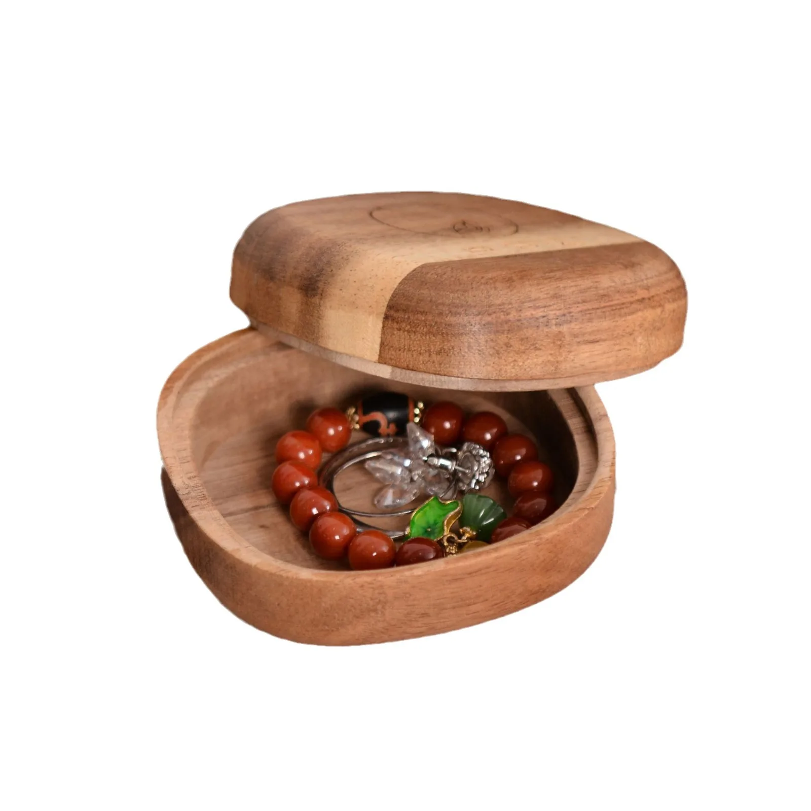 صندوق مجوهرات من خشب السنط محمول ، أقراط سطح المكتب وتغليف الأساور ، صندوق خشب صلب #4