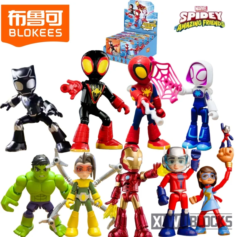 

Строительные блоки BLOKEES Marvel, серия «Волшебные друзья», «Человек-паук», «Железный человек», собранные модели, подвижные игрушки, украшения, подарки