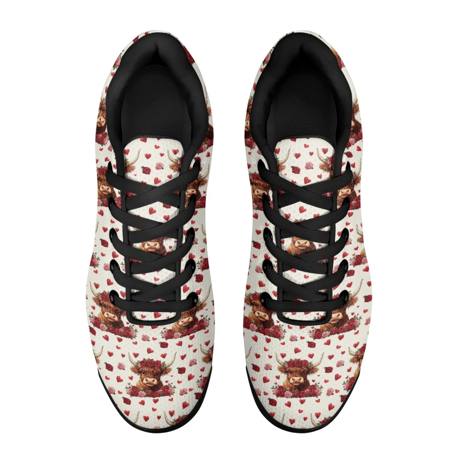 PENSTROLL Calf and Rose Pattern Breathable Tennis Shoes for Men Casual Workout, Non Slip Walking Shoes