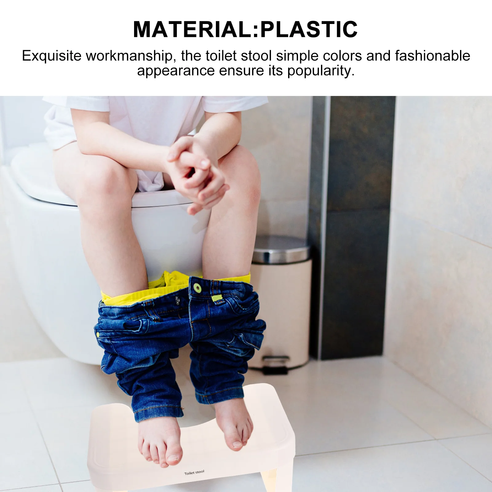 

Kids Anti-Skid Toilet Stool Bathroom Footstool Household Step Stool Smooth Surface Non- Support