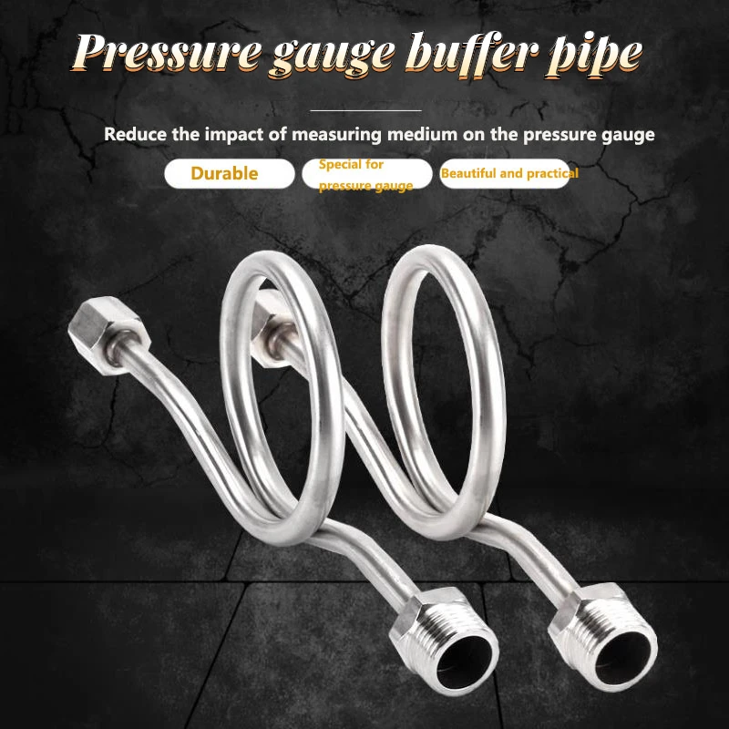 1PCS Stainless Steel Pressure Gauge Buffer Tube Double-ended M20 * 1.5 Boiler Iron Steam High Pressure Gauge Condenser Tube