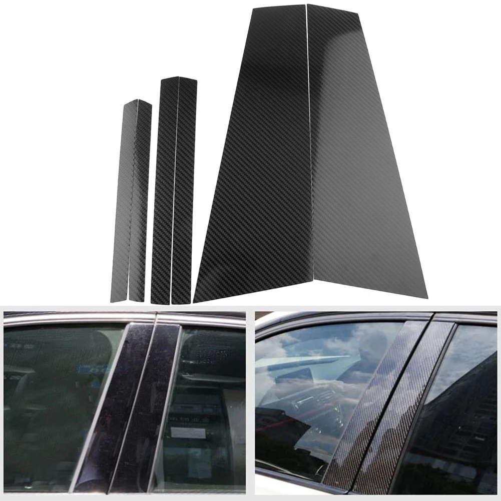 6Pcs/Set Car Window B Pillar Trim Molding Cover For BMW 5GT F07 5 Series Gran Turismo 2012 2013 2014 2015 2016 2017 Carbon ABS