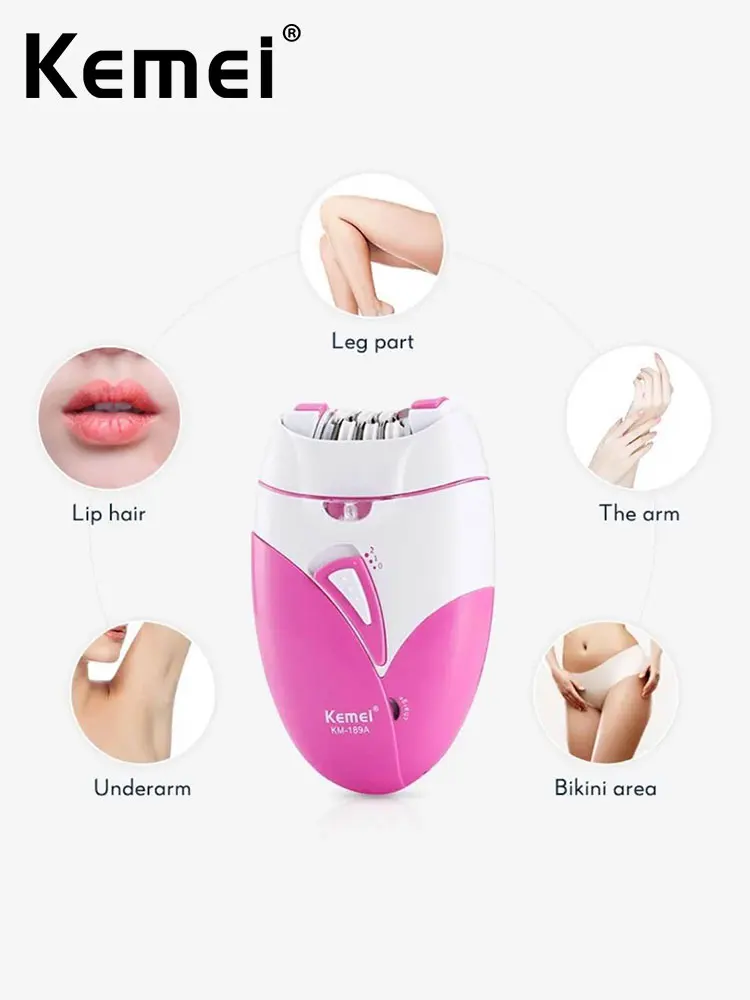 Kemei KM-189A KM-189B Rechargeable Lady Shaver Women's Body Leg Hair Hand Hair Stripper Epilator Body Electric Hair Remover