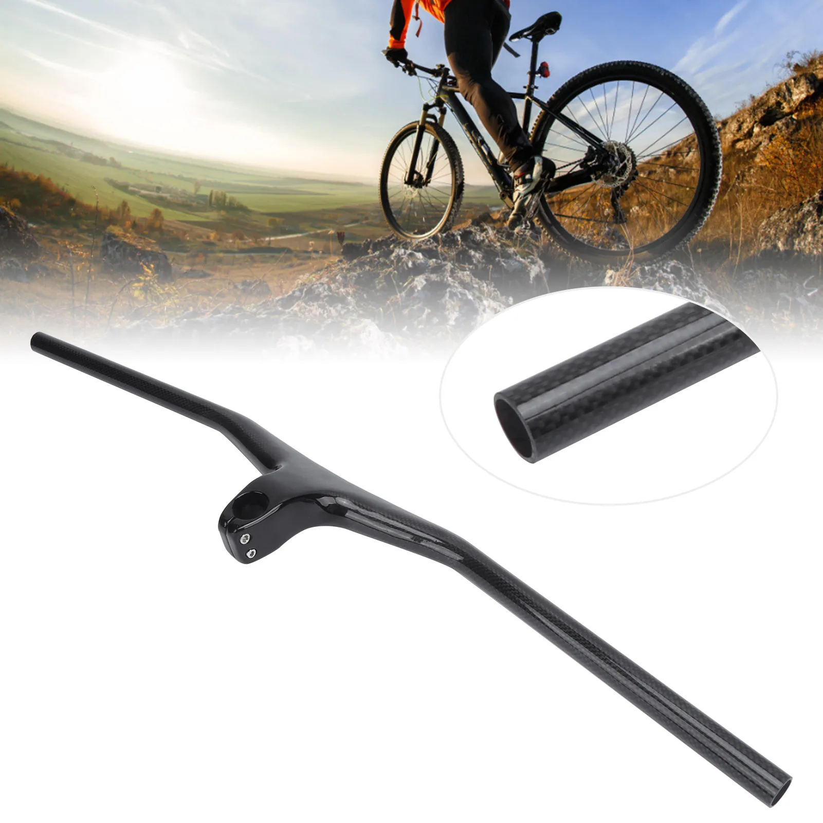 

800x100mm Mountain Bike Carbon Integrated Handlebar 3K Glossy Road Stem Handlebar Carbon Bike Handlebars