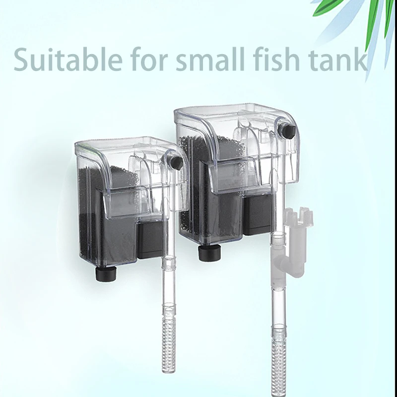 Aquarium Hanging Filter Submersible Mini Waterfall Filter Fish Tank USB Power Interface 3W Flow 250H/L for Fishtank Below 30cm