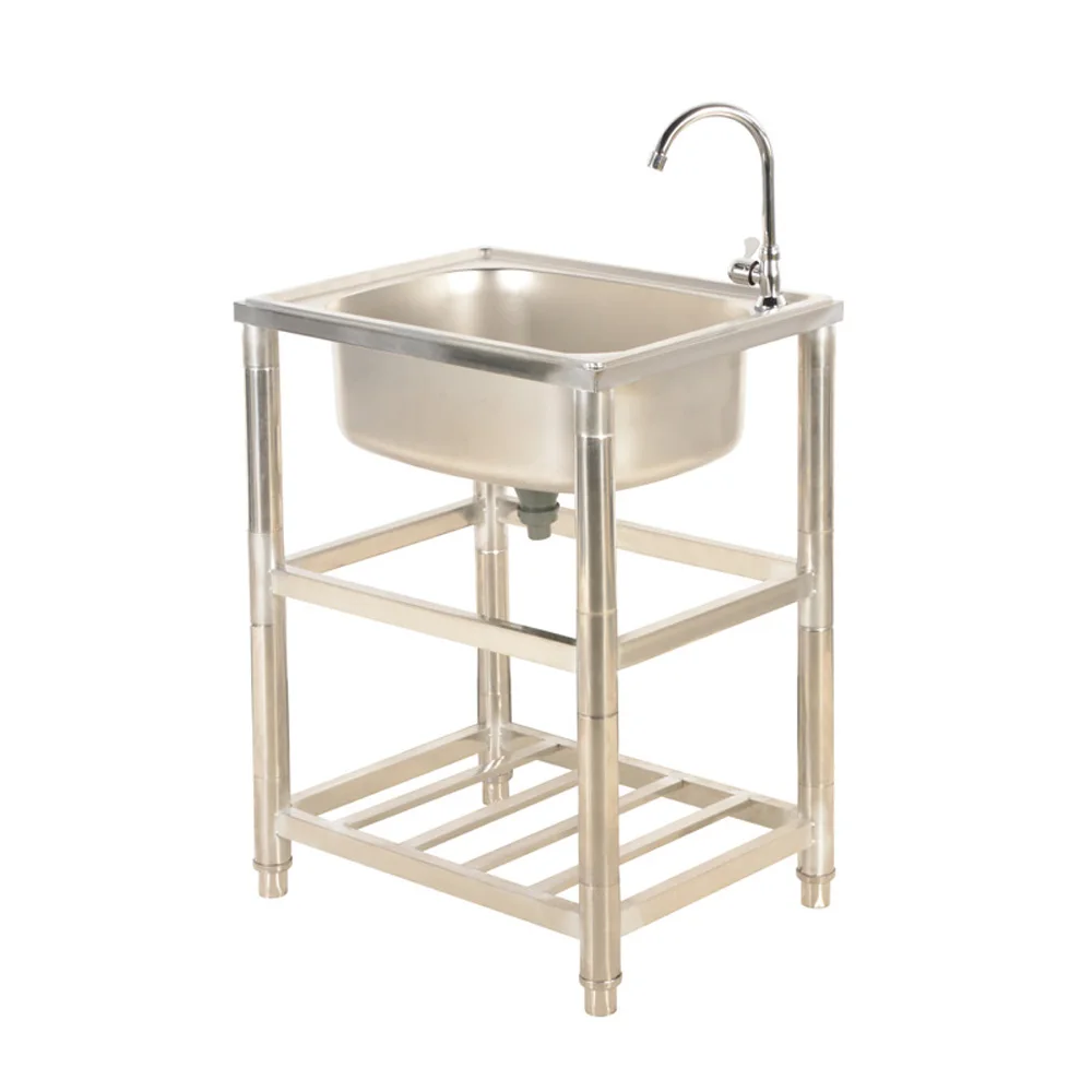 82*48*80cm double Stainless steel sink Commercial Kitchen Sink  Restaurant Utility Sink Dish Washing Pool with Standing Rack