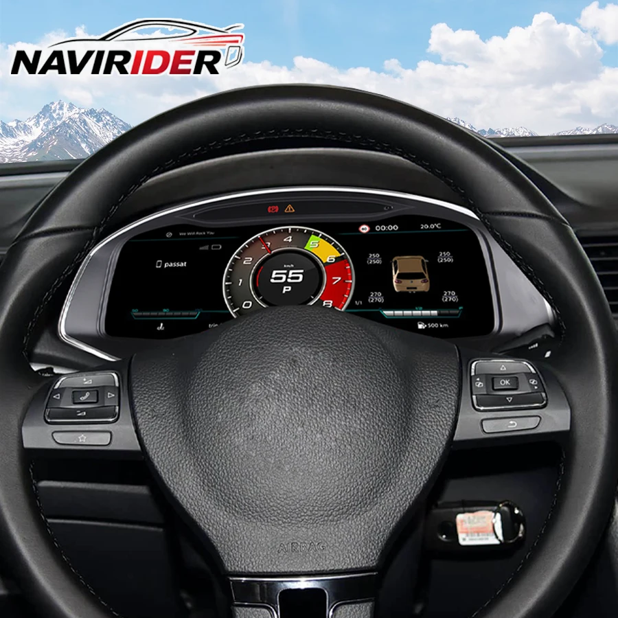 12.3inch Digital Dashboard Screen For Volkswagen Passat B7 2011-2015 LCD Instrument Panel Cluster Virtual Cockpit Speedometer