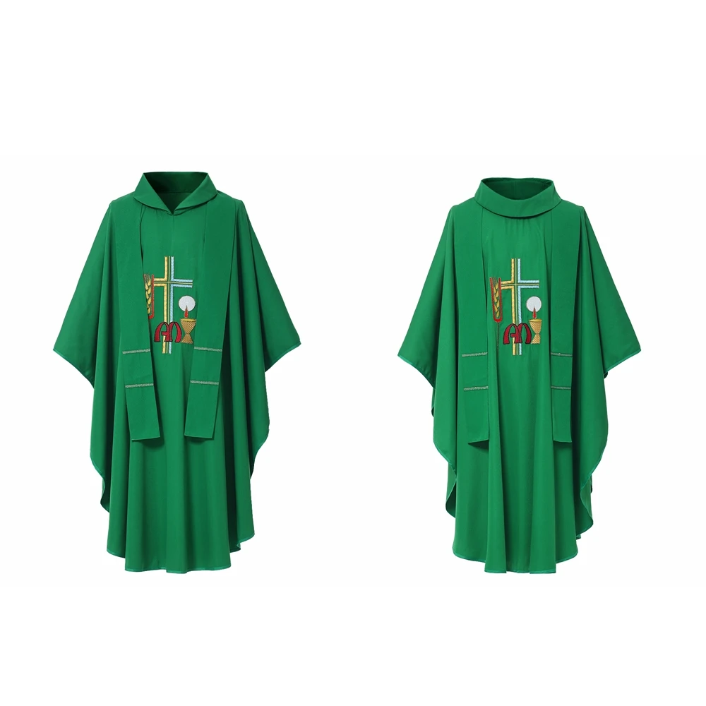 Harvest Chasuble Vestments Green Church Priest Garment Religion Christian Cross Costume