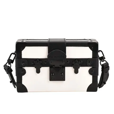 Designer Lock Buckle Box Shape Bag Mode Man Liten Fyrkantig Axelväska Axelväska Pu Läder Mobilväska Plånbok Unisex 8 best sales låda handväska - №7