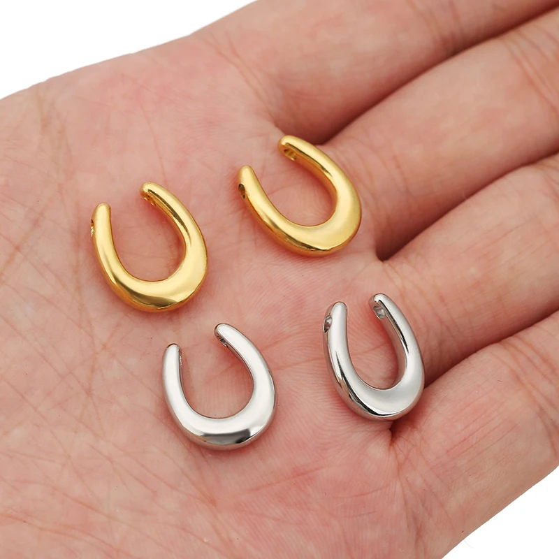 5pcs Stainless Steel Bull Horn Pendants for DIY Bracelets Necklace Earrings Jewelry Making U Shape Horseshoe Charm Accessories