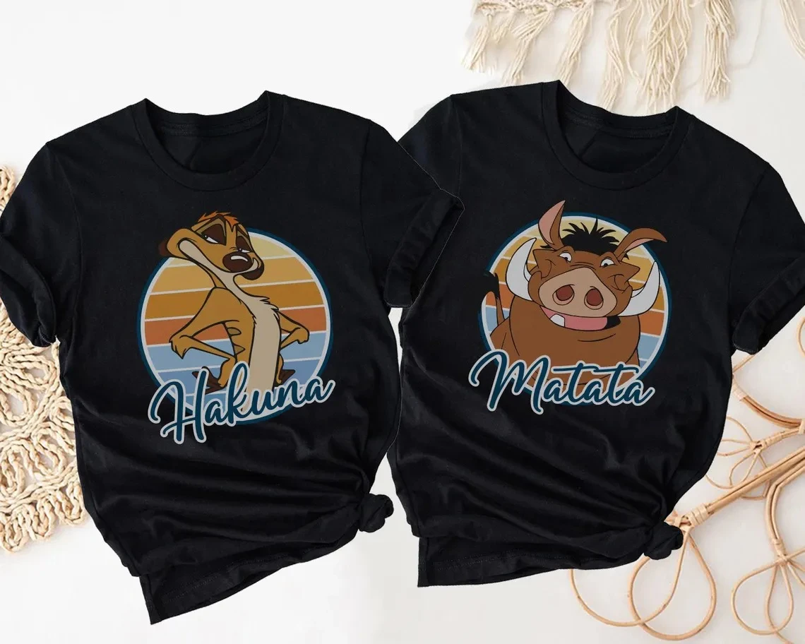 

Women's Retro Disney Hakuna Matata T Shirt Men Cotton Tee O-Neck Casual Oversize Short Sleeve Streetwear Top Loose Summer Unisex