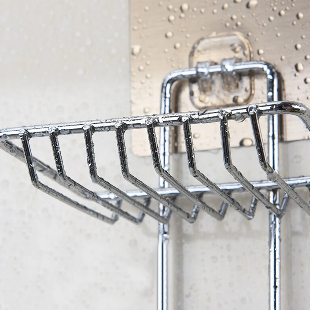 

4pcs Stainless Steel Drain Hanging Shower No Punching Compact Detachable Wall Mounted Bar Sponge Organizer Kitchen Bath
