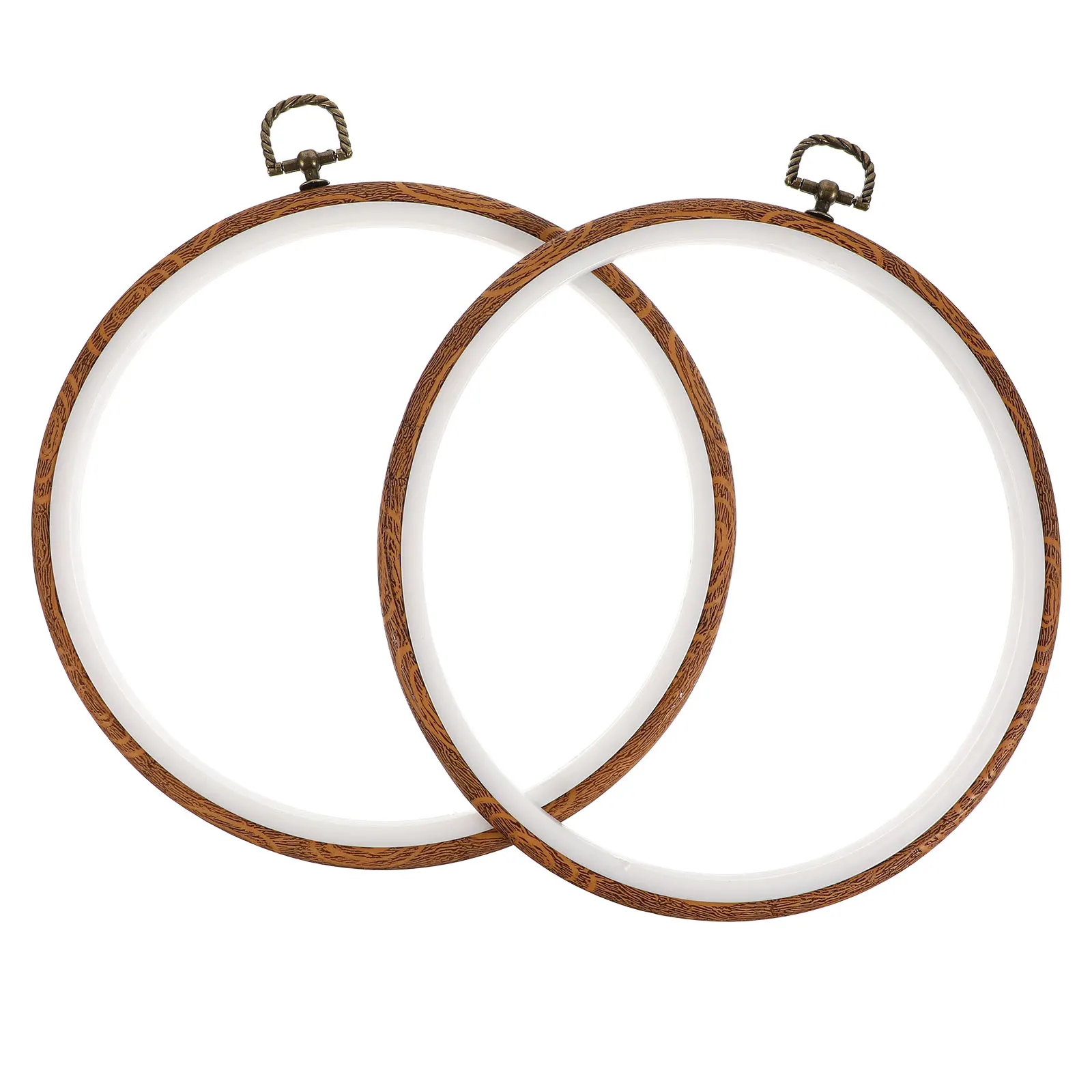 

2Pcs Plastic Embroidery Hoops Imitation Wood Texture for Embroidery Cross Stitch Quilting Wall Wedding Decoration Crafts