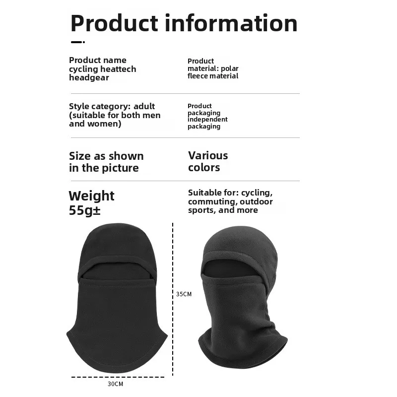 Motorcycle Riding Thermal Integrated Face Mask Hat Thick Double Layer Multifunctional Headwear for Autumn Winter Skiing