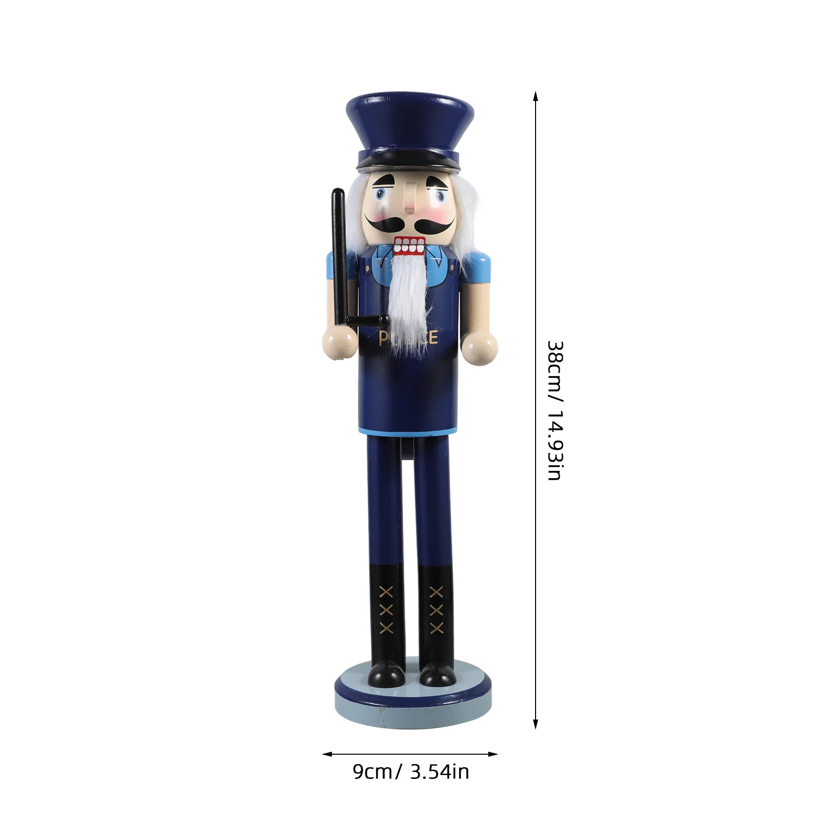 Wooden Police Nutcracker Christmas Decor 38Cm Holiday Home Decoration Unique Festive Nutcracker Soldier Tabletop Display