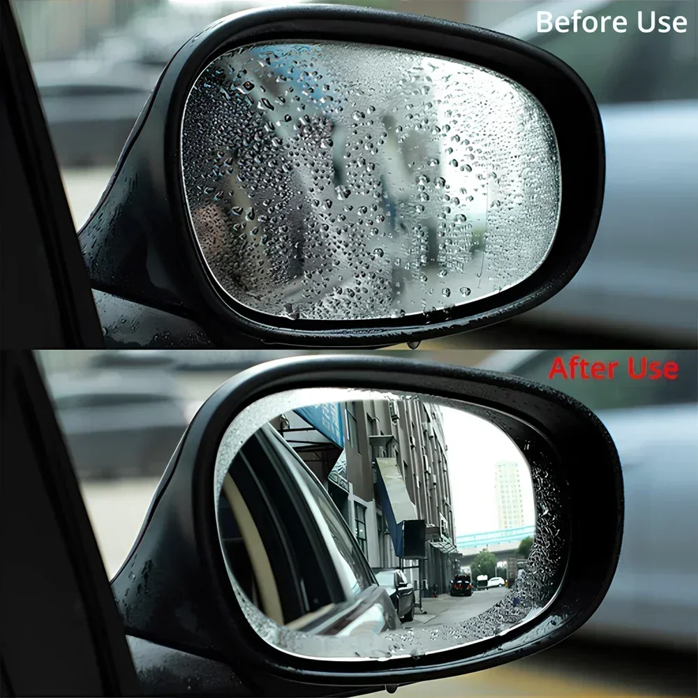 2X Car Stickers Rearview Mirror Protection Against Rain Fog Transparent Film Anti-glare Rainy Days Clear Vision Auto Accessories