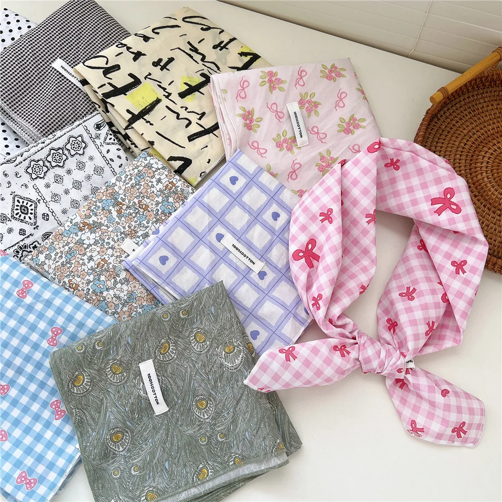 

68*68cm Cotton Bandanas Square Scarf Headband Accessories Handkerchief Neckerchief Hairscarf Hairscarf