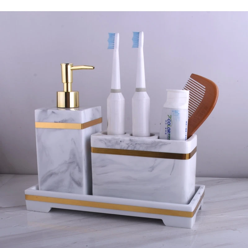 Simple Resin Hand Sanitizer Lotion Bottles Toothbrush Holders Tray Home Bathroom Shampoo Shower Gel Bottle Accessories