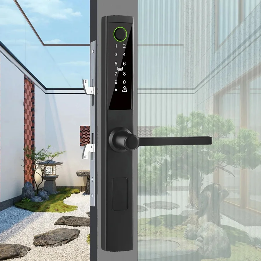Glomarket Outdoor Waterproof Tuya Sliding Door Digital Fingerprint Smart Door Lock Aluminum Smart Lock