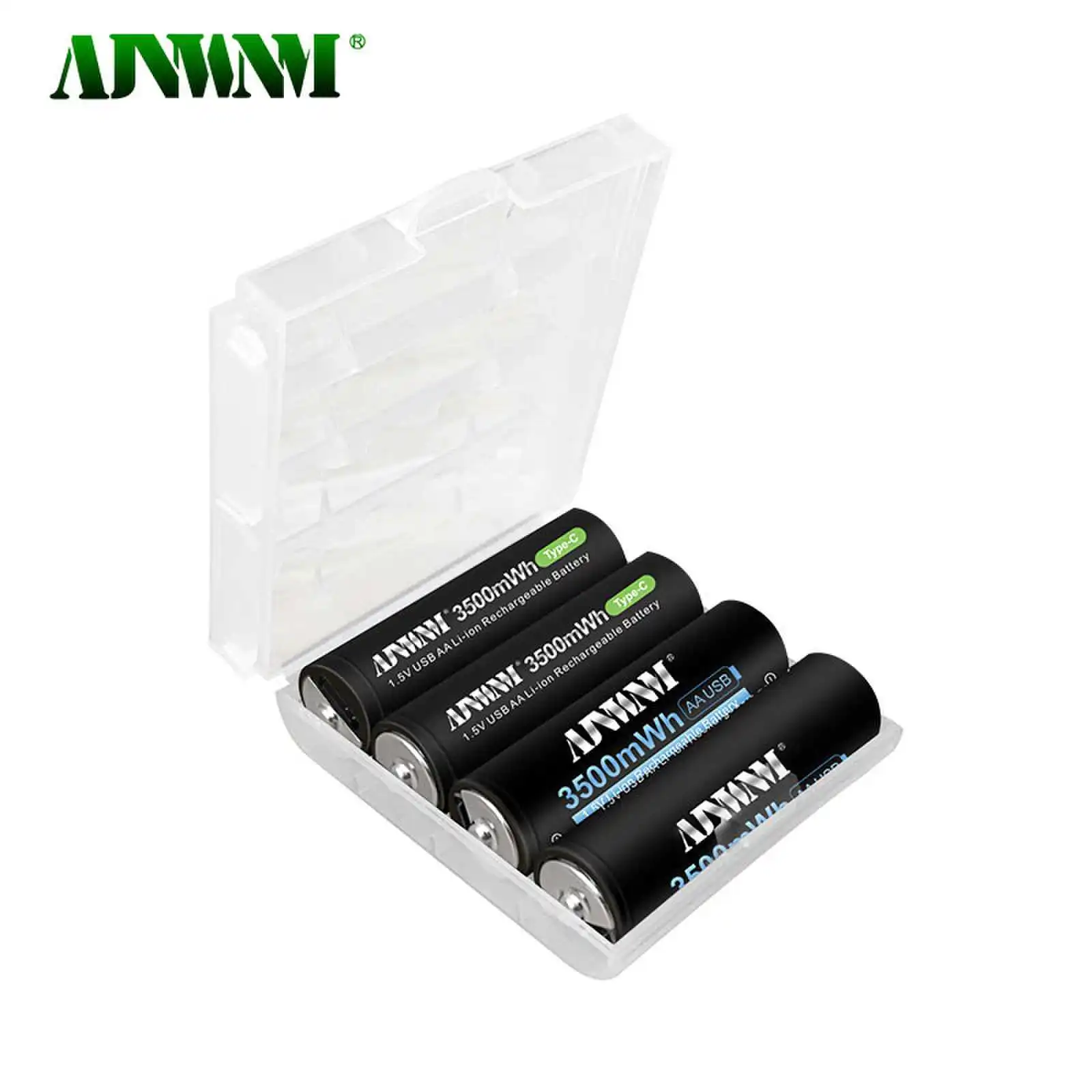 AJNWNM - 1.5V Lithium-ion Rechargeable AA 3500mWh Battery for Remote Control Wireless Toy TYPE-C+ USB Cable