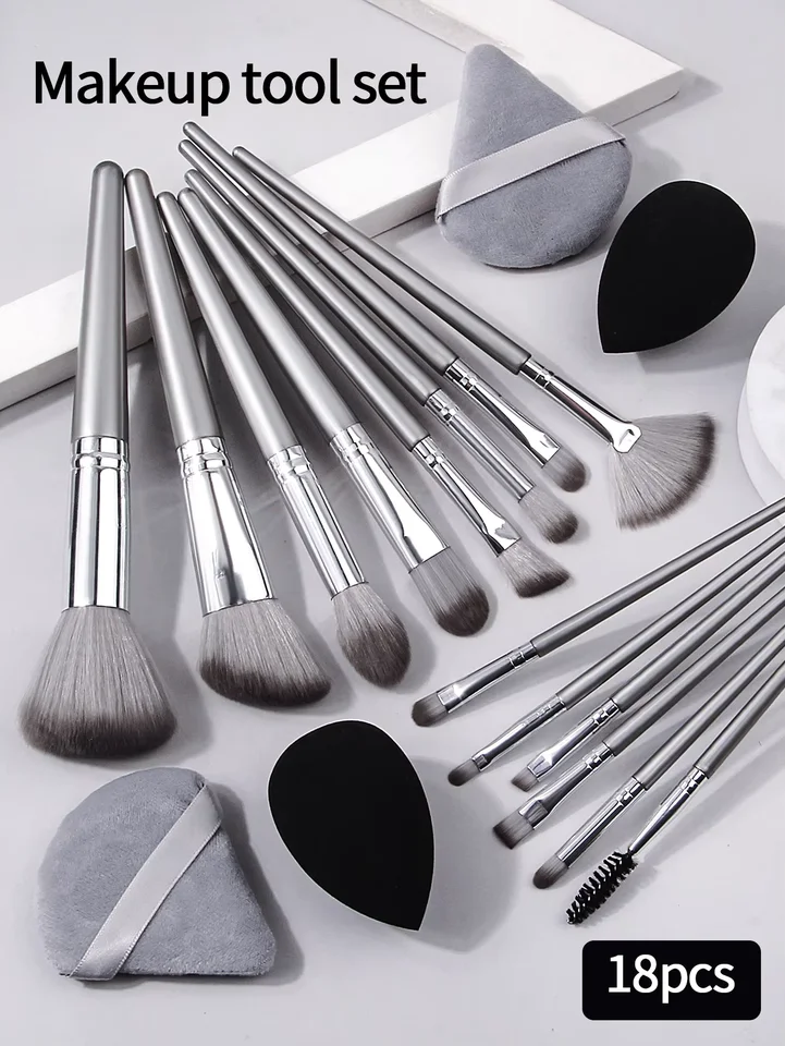 Set de Brochas de Maquillaje Suaves y Esponjosas para Sombras, Base, Polvo, Rubor y Difuminado para Mujeres